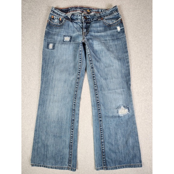 American Eagle Outfitters Boy Fit Jeans Womens 8 (30x29) Blue Distressed Denim - Picture 2 of 16